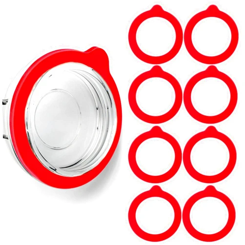 Aster 8 Pcs Replacement Silicone Jar Gaskets, Airtight Silicone Jar Rubbers Seals Rings for Mason Canning Jars Mouth Canning, 3.75 Inch (Red)