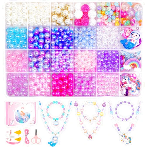 DUDUCOFU 900Pcs Mermaid Bracelet Making Kit for Girls Kids Charm DIY Beads for Jewelry Making, Friendship Bracelet Kit with Ocean Pearl Shell Butterfly Beads for Bracelet Necklace Making