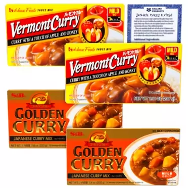 Generic Japanese Curry Mild Variety Pack Bundle | 2 Boxes Each - Mild Vermont Curry and Mild Golden Curry with Ballard Curry Recipe Card