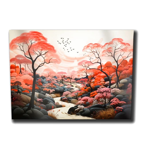 StoreUSA97 Landscape Illustrations In Pink, Abstract Prints, Wales Art, Welsh Print, Home Décor Wall Giclee, Nature Print, Elan Valley Art, Nature Wall Art, Print