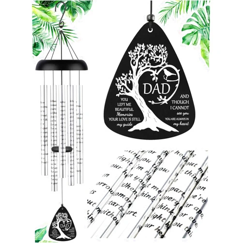 Fabuday Memorial Gifts Wind Chimes - Sympathy Gift for Loss of Dad, Windchimes in Memory of a Loved One for Bereavement Condolence Grief Funeral Condolences Remembrance Grieving, Cardinal Family Tree