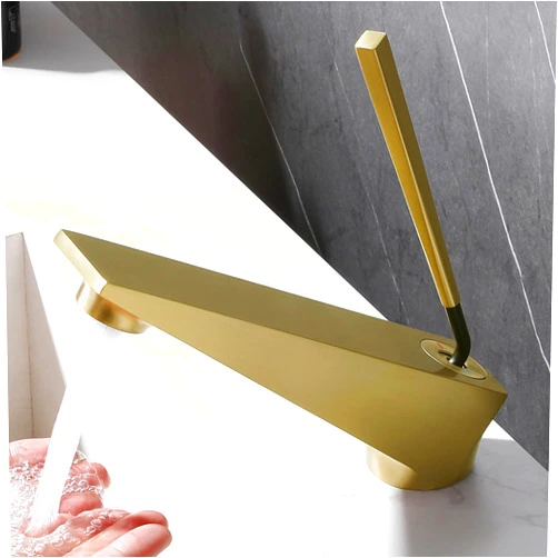 HMEGAO Gold Bathroom Sink Faucet, Single Hole Bathroom Faucet, Single Handle Bathroom Faucets 1 Hole, Vanity Faucet for Bathroom Sink Rv Restroom Outdoor, 2 Supply Hoses Included