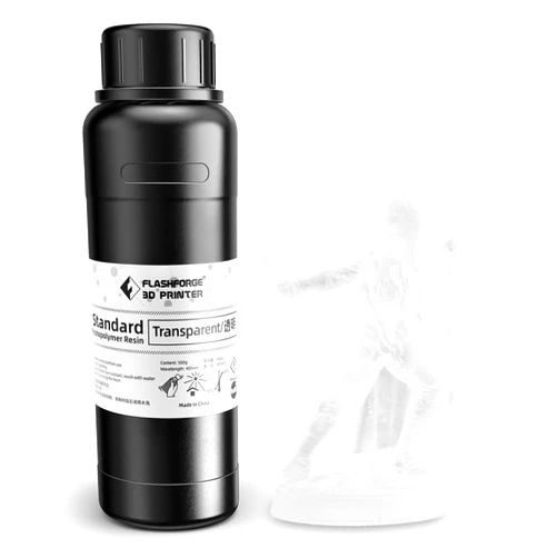FLASHFORGE Upgrade 3D Printer Resin Clear 500G Fast Curing Standard 3D Resin High Precision & Excellent Fluidity with Low Odor, 405nm UV Curing 3D Printing Resin for Resin 3D Printer, Non-Yellowing