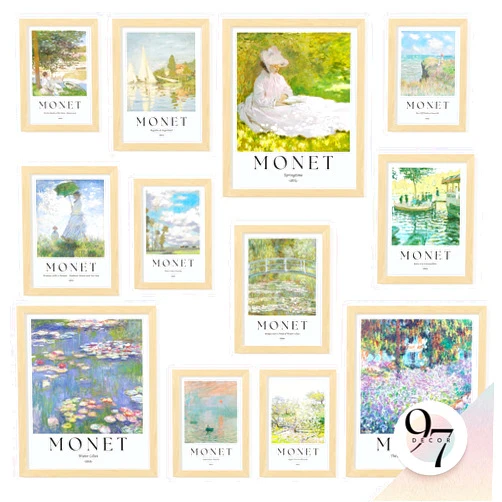 97 Decor Claude Monet Wall Art - Claude Monet Prints For Wall Decor, Vintage Monet Poster For Room Aesthetic, Floral Impressionist Wall Art, Eclectic Famous Art Prints For Home Bedroom (Unframed)