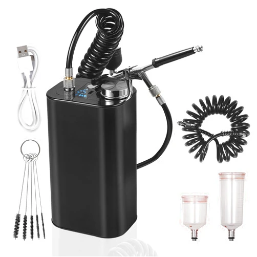 AceFox Airbrush Kit, 40PSI, Dual-Action Multi-Function Airbrush Set with Compressor for Painting, 2000mAh Battery, Portable Air Brush Set for Cake Decoration Makeup Art Craft Nail Design Model Tattoo