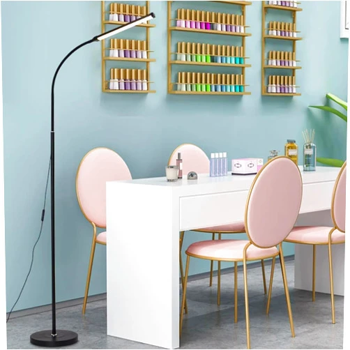 CHSCIENCE Dimmable 15W LED Floor Lamp for Eyelash Extensions, Crafts, Tattooing - 1000lm Brightness with Adjustable Gooseneck - 68