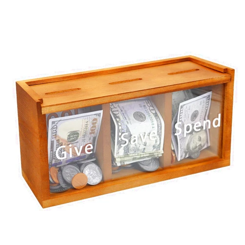 Mczxon Spend Save Give Piggy Bank for Kids, Money Coin Savings Piggy Bank Jar Box for Kids Child Safe Money Saver, Teach Children About Giving & Saving Money Piggy Box for Childrens Boys Girls