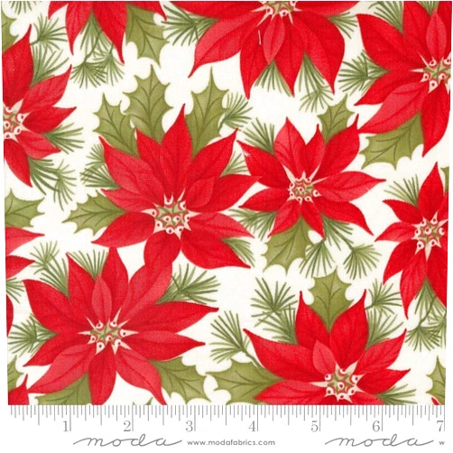 FlashPhoenix Quality Sewing Fabric – A Christmas Carol Promising Poinsettia Snowflake Size: 18