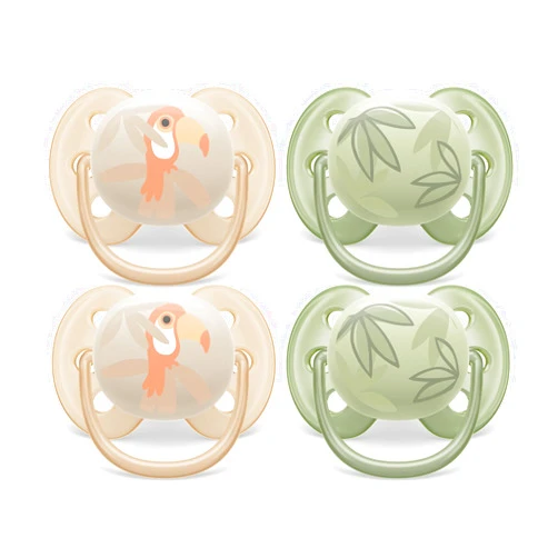 Philips Avent Ultra Soft Pacifier - 4 x Soft and Flexible Baby Pacifiers for Babies Aged 0-6 Months, BPA Free with Sterilizer Carry Case, SCF091/24