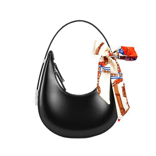 Sunwel Fashion Small Crescent Shoulder Bag Underarm Purse Adjust Strap Mini Clutch for Women with Ribbon