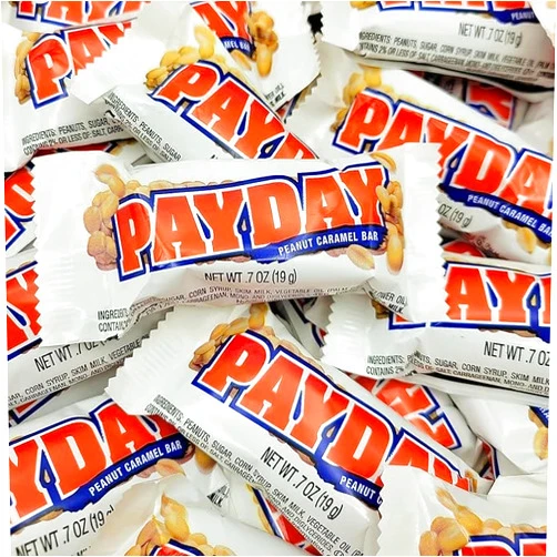 VEMAX PayDay Peanut & Caramel Candy Bars - Snack Size Individually Wrapped - 33 oz - Bulk Pack