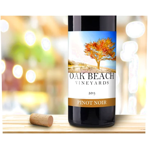 Noontime Labels Personalized Custom Wine Labels- Set of 30 Removable and Reusable Wine Labels for Home Winemakers and Brewers- Cali Beach 3.3x4