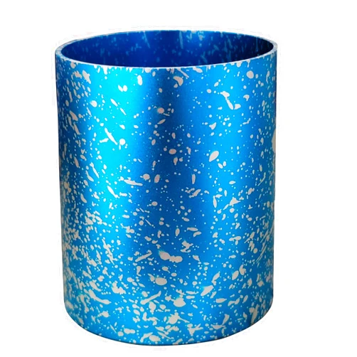 Fokynux Pen Holder Aluminum Alloy Pencil Holder for Desk Multifunctional Desktop Organizer Pencil Cup and Makeup Brush Holder for Office School Home and Stationary Supplies (Blue spot)