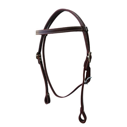 WEMBILS Double Stitched Latigo Leather Browband Western Horse Headstall