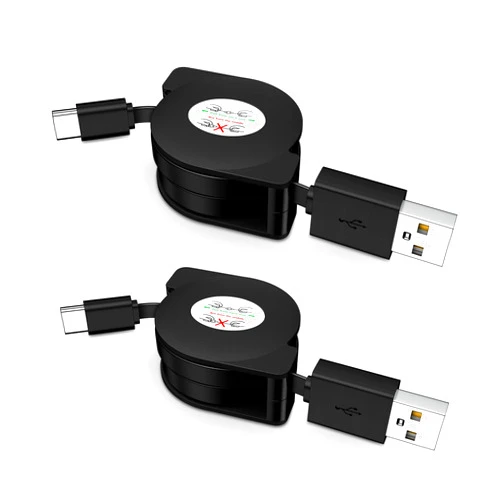 HopePow Samsung Retractable USB A to USB C Cable for Car Galaxy S24 FE Ultra/Plus/A16/A16 5G/A35 5G/A14 A15 5G/A55/S25/S25 Plus/S25 Ultra/A54,2 Pack 3.3FT USB Type C Cable Android Phone Cord Fast Charging