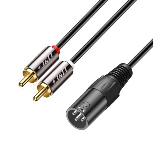 J&D XLR to 2 RCA Y Splitter Patch Cable, PVC Shelled Unbalanced Dual RCA Male to XLR Male Stereo Audio Interconnect Cable Adapter for Speaker Condenser Mic Mixer AMP, 6 Feet