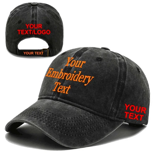 FHEAXL Embroidery Custom Logo Washed Plain Baseball Cap,Retro Adjustable Dad Hats Gift for Men/Women,Unstructured/Cotton