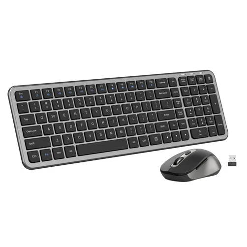 SHUNJINRUN Silent Keyboard and Mouse, Wireless Compact Full-Size Computer Keyboard with Calculator Button, 2400 DPI Mouse, Quiet Clicking, Ultra-Thin Cordless USB Kit for Windows Mac Laptops - Iron Grey