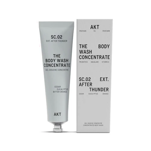 Akt – The Body Wash Concentrate. PREPARE, PROTECT & ENRICH your skin. 3x concentrate no added water! Olive Squalane, Vitamin E. 1 tube lasts up to 3 months. 100ml/3.4 Fl.Oz (SC.02 AFTER THUNDER)