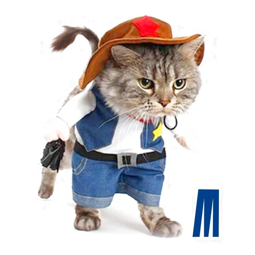 Mikayoo Pet Dog Cat Halloween Costumes,The Cowboy for Party Christmas Special Events Costume,West Cowboy Uniform with Hat,Funny Pet Cowboy Outfit Clothing for Dog cat(S) Blue
