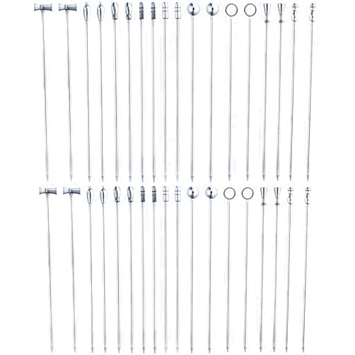 Goaste 36 Pcs Stainless Steel Cocktail Picks, 4.3 Inch Metal Martini Stirrers, 9 Style Reusable Skewers Sticks, Premium Cocktail Toothpicks for Bar Barbecue Fruit, Appetizers, Bloody Mary Brandied