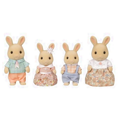 Calico Critters Milk Rabbit Family - Set of 4 Collectible Doll Figures for Children Ages 3+