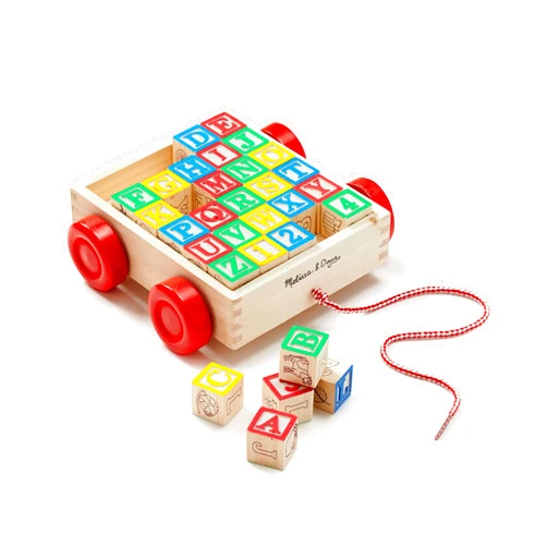 Melissa & Doug Classic ABC Wooden Block Cart Educational Toy With 30 1-Inch Solid ABC Wood Blocks For Toddlers Ages 2+