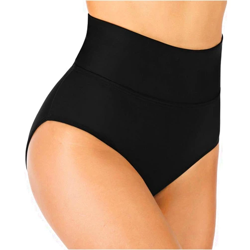 Micosuza Women's High Waisted Bikini Bottoms Shape Control Fold Swim Brief Tankini Bottoms