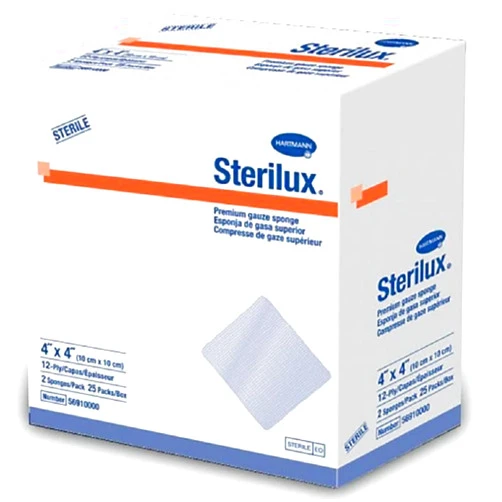 Feisina Hartmann Sterilux Gauze Sponge Cotton 12-Ply 4 X 4 Inch Square Sterile - Box of 25