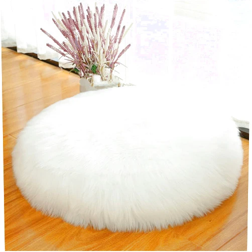 Asuprui Unstuffed Floor Pillow Meditation Cushion(No Filler) Large Floor Cushion for Sitting Fluffy Floor Seat Cushion Fuzzy Oversized Seat Pillow for Adult 24X24X6 Inch White Round Cover ONLY