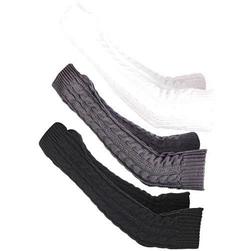 Bememo 3 Pairs Arm Warmers Long Fingerless Gloves Knit Wrist Warmers with Thumb Hole Open Finger Arm Socks for Women Adult