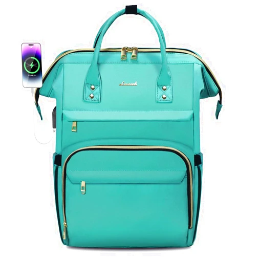 LOVEVOOK Laptop Backpack for Women,15.6 Inch Professional Womens Travel Backpack Purse Computer Laptop Bag Nurse Teacher Backpack,Waterproof College Work Bag Carry on Backpack with USB Port,Mint Green