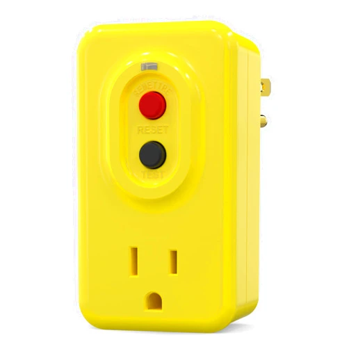 AIDA GFCI Adapter, 15 AMP Single Outlet Grounded 3-Prong GFCI Adapter, for Indoor Use with Manual Reset, UL Listed, Yellow, 1 Pack