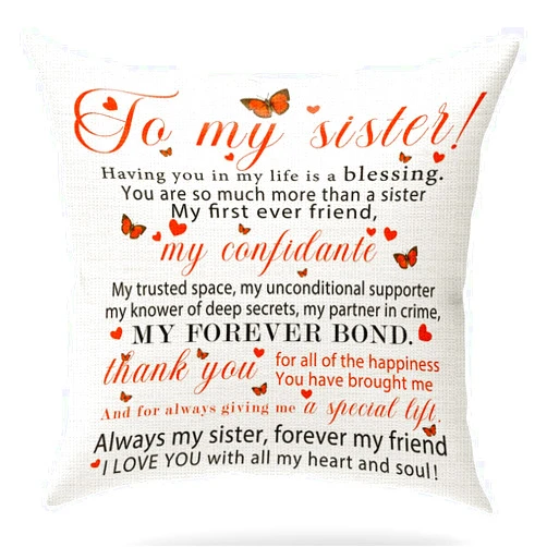 KongMoTree Best Gift for Sisters, Thank You for Standing By My Side When Times Get Hard, Square Cotton Linen Throw Pillow Case Cushion Cover for Couch Sofa Bedroom Living Room Home Decor, 18x18 Inch (Sisters 07)