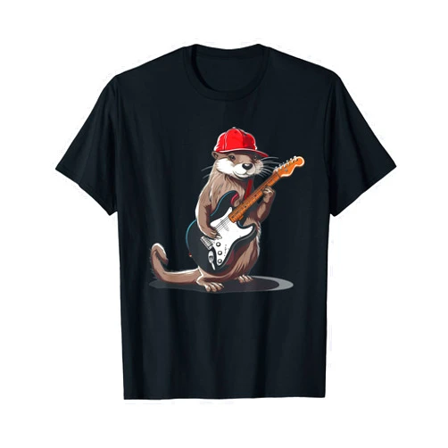 Funny Guitar Otter Outfit Cool looking Guitar Otter Costume for Adults and Kids T-Shirt