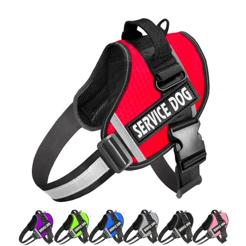 JSXD Dog Harness,No-Pull Service Dog Harness with Handle Adjustable Outdoor Pet Dog Vest 3M Reflective Nylon Material Vest for Breeds,Easy Control for Small Medium Large Dogs