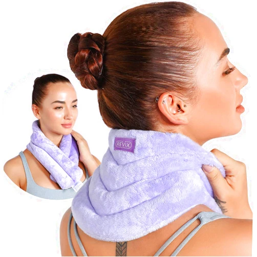 REVIX Neck Heating Pad Microwavable Heated Neck Wrap with Moist Heat for Stress, Microwave Neck Warmer for Woman, Unscented Hot Pack
