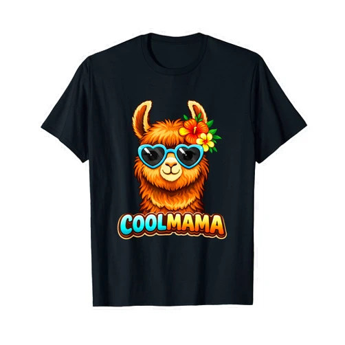 Cool mama Funny Lama Mom Gifts For Women And Girls Funny Mother's Day Cute Lama Gifts Cool Mama Floral Mom T-Shirt