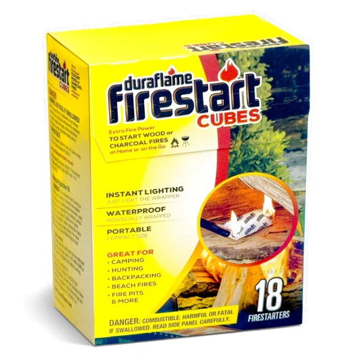 Shop Square Fire Starter Cubes for Indoor and Outdoor Use - Quick Ignition Fire Logs for BBQ, Fireplace, Fire Pit and Campfires (18 Pack)