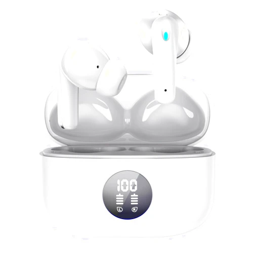 HomeSpot True Wireless Earbuds, Active Noise Cancellation Bluetooth 5.3 TWS with 4 ENC mic, Charging Case with Battery Level Indication, Low Latency 30 Hrs Playback time White