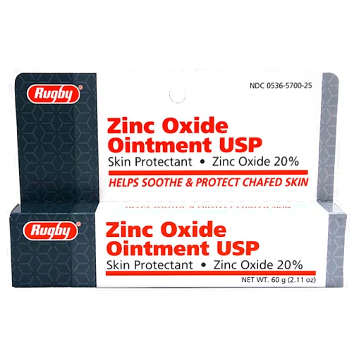 RUGBY LABORATORIES Rugby Zinc Oxide 20 Skin Protectant Ointment Relief for Diaper Rash Chafed Skin Poison Ivy, Clear, 2.11 Ounce