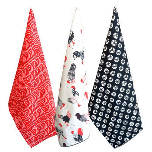 Shes Chic Rooster Chicken Dish Towels, 100% Cotton Cloths for Kitchen Textiles Woven Cloth Printed Farmhouse Drying Dishes Towel Set, 3-Pack 18