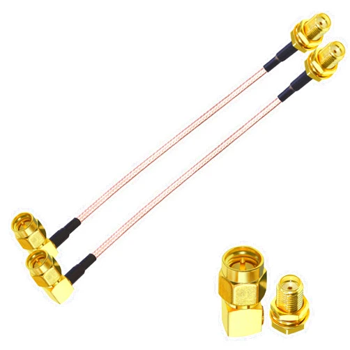 TUOLNK SMA Coaxial Cable RG316 SMA Female to SMA Male Right Angle WiFi Antenna Extension Cable for Security Camara 6inch (15cm) RF Coax Pigtail Cable 2 Pack