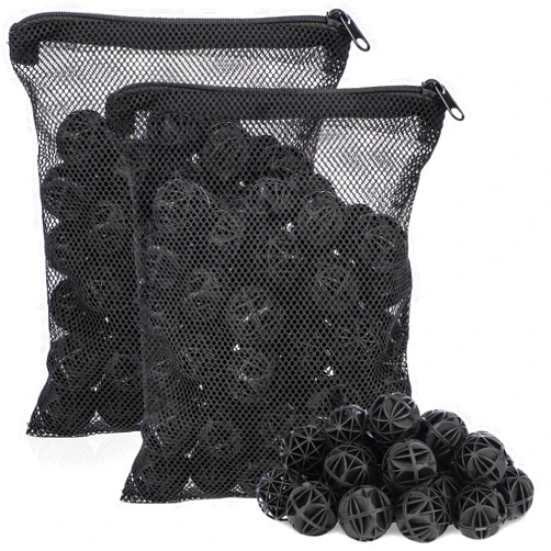 Segarty Aquarium Bio Balls, 1 inch Koi Pond Filter Media Bio Ball with Sponge for Aquarium Filter Canister Filter Biological Filtration for Freshwater Marine Fish Tank Sump (100 PCS with Mesh Bag)