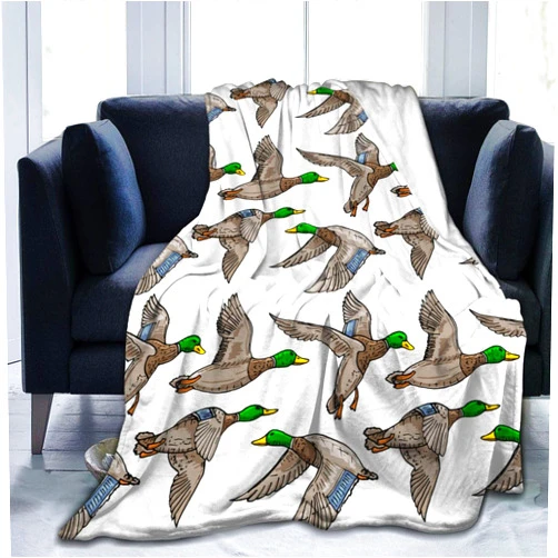 THOEWONG Cute Mallard Ducks Blanket,Duck Print Gifts for Kids Ducks Lover,Soft Flannel Throws Lightweight Fluffy Decorative Quilt for Bed Sofa Couch Room Decoration 50 in x 40 in Small for Kids