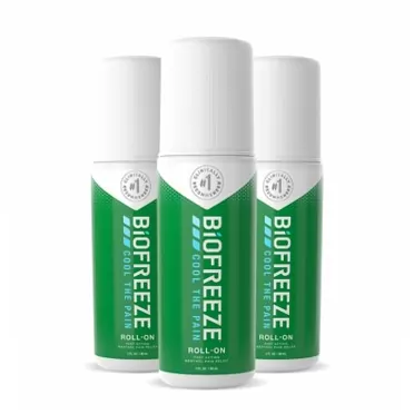 Biofreeze Pain Relief Roll-On, 3 oz. Roll-On, Fast Acting, Long Lasting, & Powerful Topical Pain Reliever, Pack of 3 (Packaging May Vary)