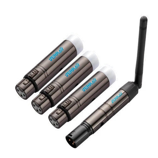JERRAY Wireless DMX512 1Transmitter & 3Receivers Kit (Plug-in Power, Non-Battery) - No Delay Lighting Control System for DJ, Disco, Stage Moving Heads 1000ft Range (Includes Power Adapters)