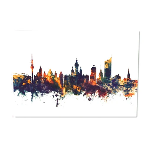 Trademark Fine Art Leipzig Germany Skyline II by Michael Tompsett, 12x19-Inch Canvas Wall Art