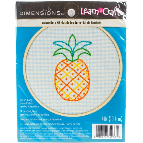 Dimensions 'Pineapple' Short N' Sweet Mini Embroidery Kit for Beginners, 4''