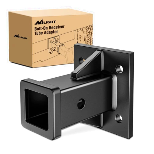 Nilight Bolt-On Receiver Tube Adapter 2 Inch Openning Bumper Trailer Hitch Receiver Universal Towever Hitch Extender Hitch Accessories for Tractor Lawn Mower Utility Trailer, 2 Years Warranty